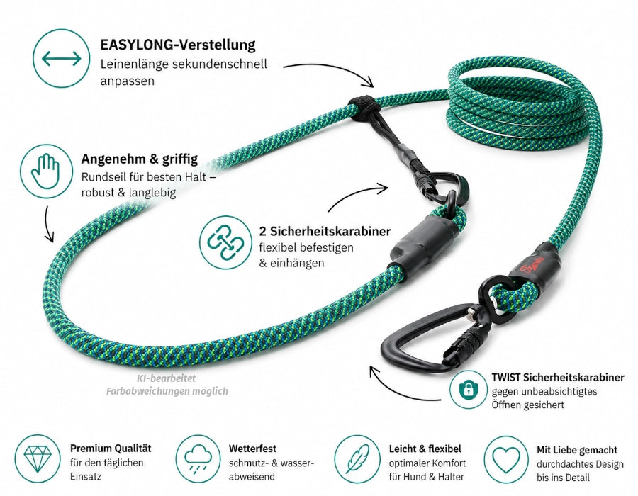 EASYLONG Hundeleine - L - TWIST Karabiner