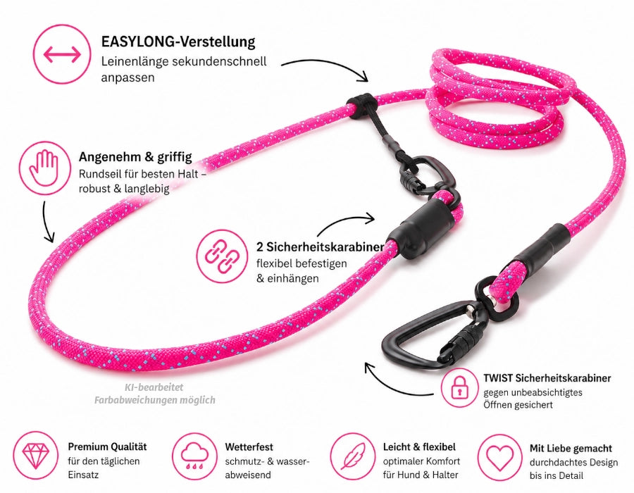 EASYLONG Hundeleine - L - TWIST Karabiner