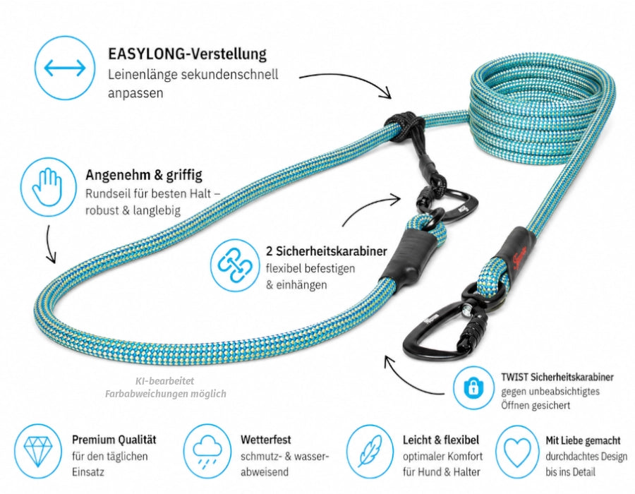 EASYLONG Hundeleine - L - TWIST Karabiner