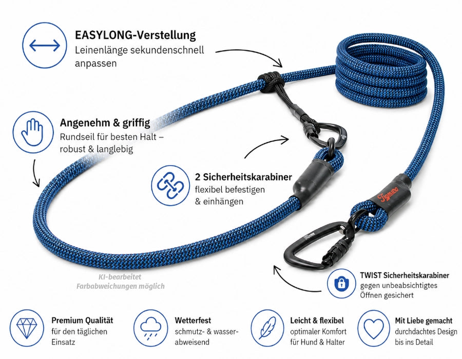 EASYLONG Hundeleine - L - TWIST Karabiner