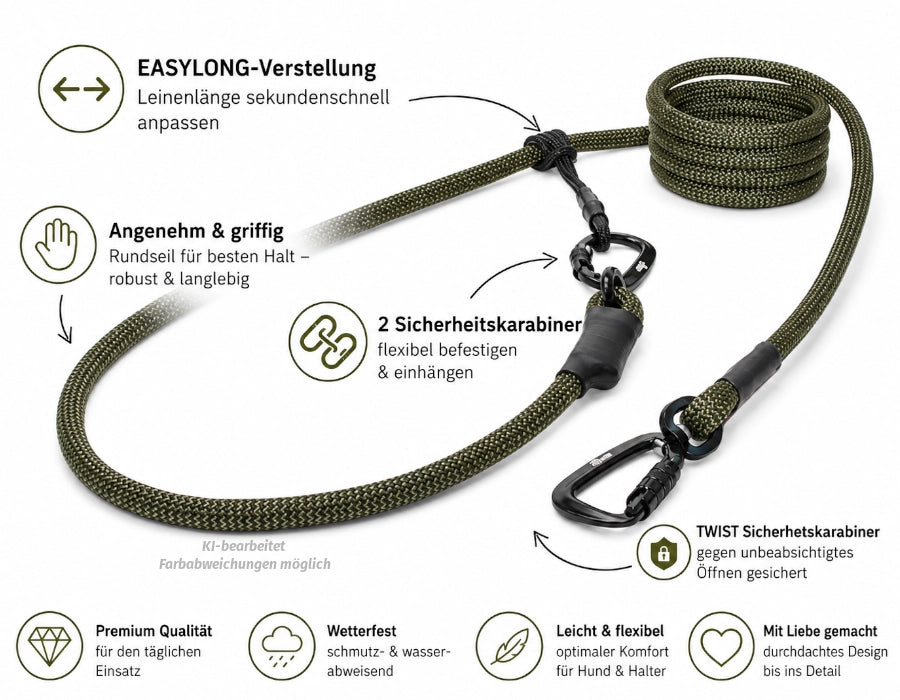 EASYLONG Hundeleine - L - TWIST Karabiner