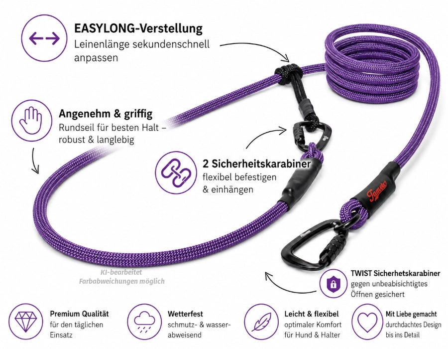 EASYLONG Hundeleine - L - TWIST Karabiner