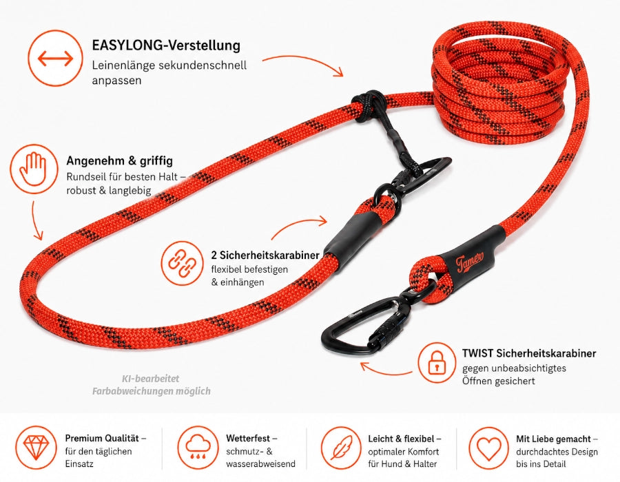 EASYLONG Hundeleine - L - TWIST Karabiner