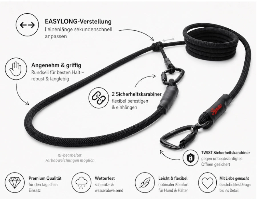 EASYLONG Hundeleine - L - TWIST Karabiner