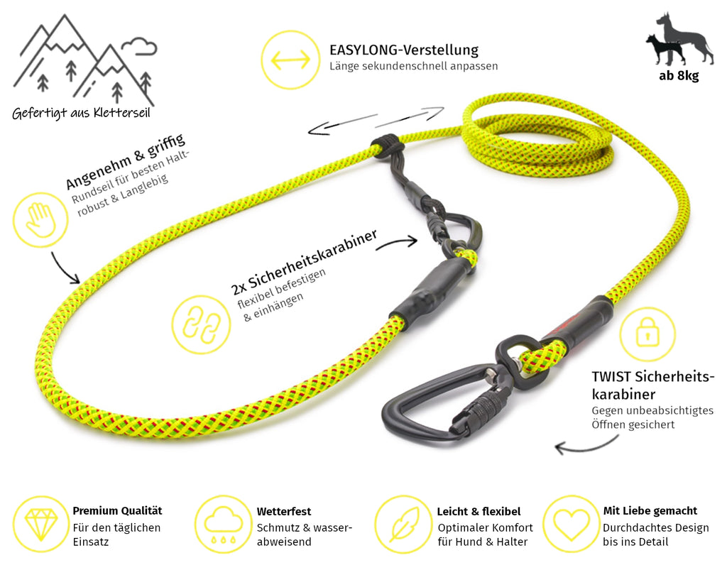 EASYLONG Hundeleine - M - TWIST Karabiner