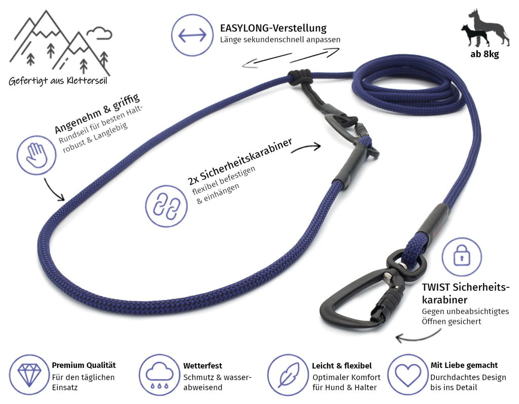 EASYLONG Hundeleine - M - TWIST Karabiner
