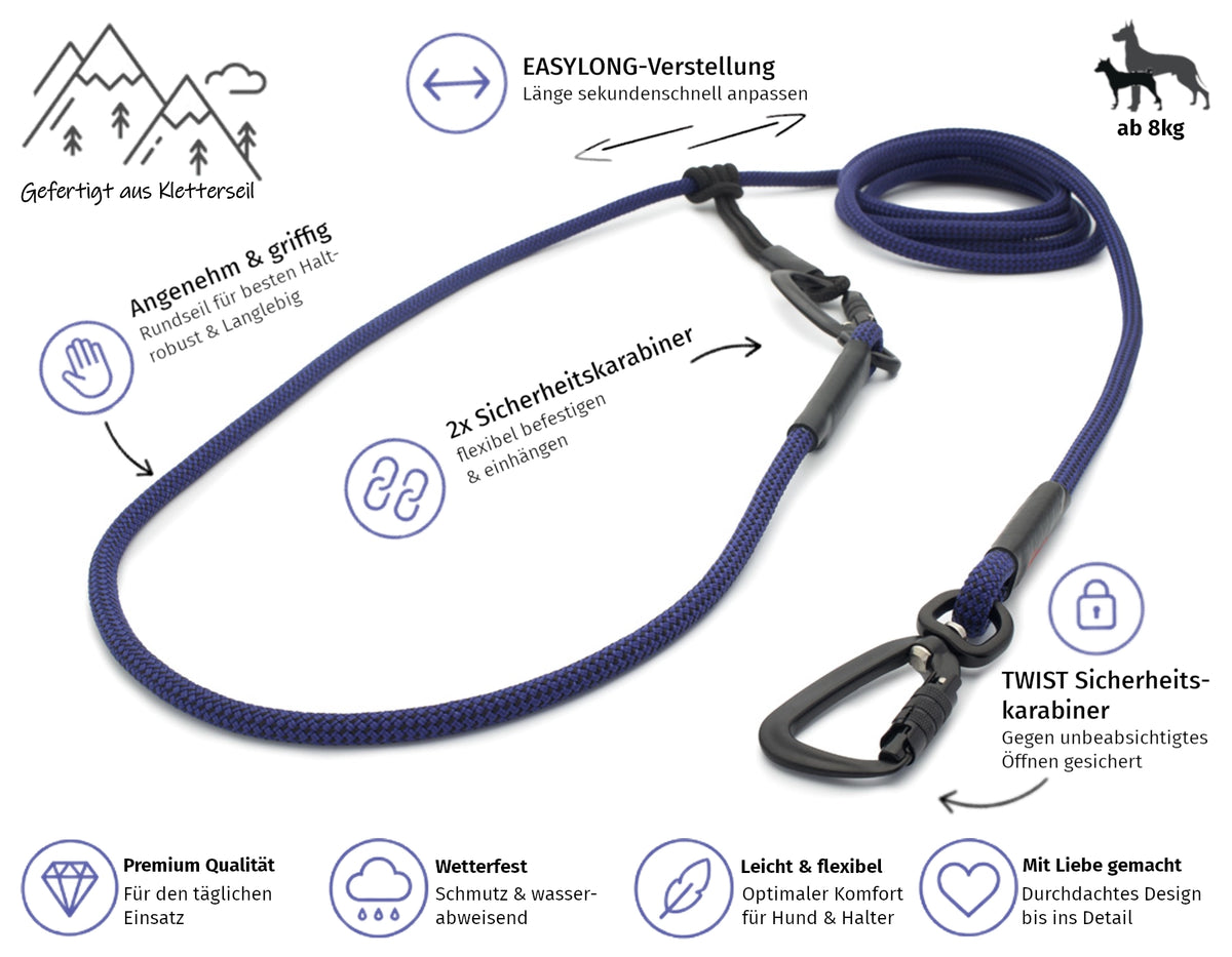 EASYLONG Hundeleine - M - TWIST Karabiner