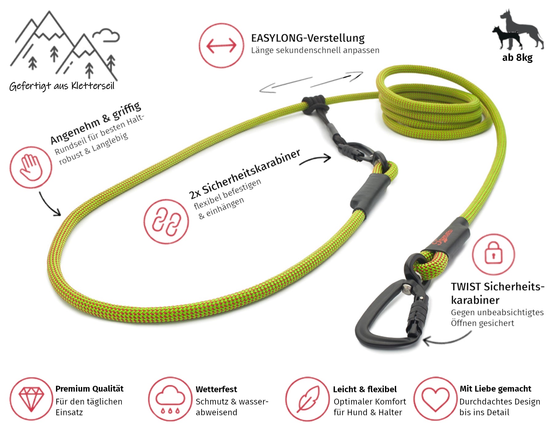 EASYLONG Hundeleine - M - TWIST Karabiner