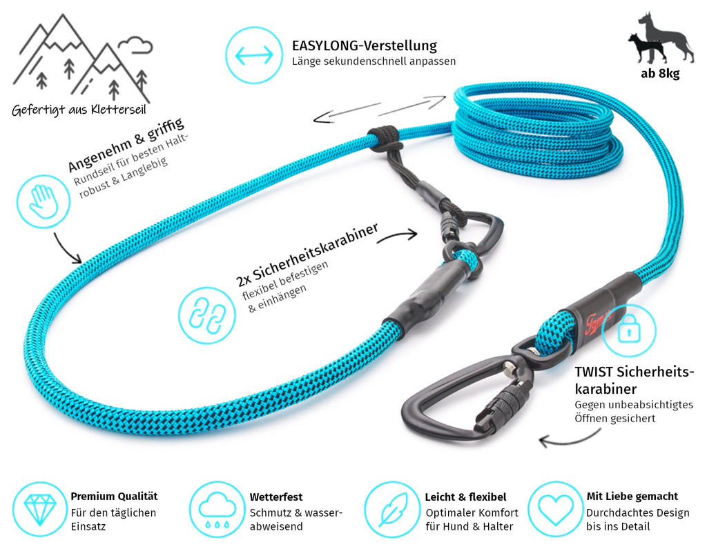 EASYLONG Hundeleine - M - TWIST Karabiner