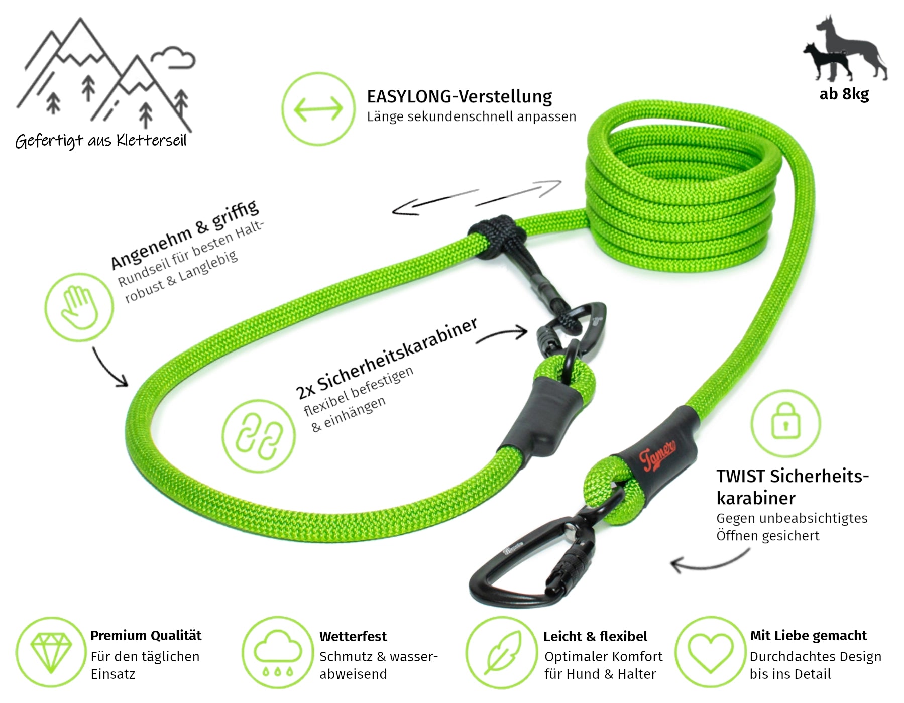 EASYLONG Hundeleine - M - TWIST Karabiner