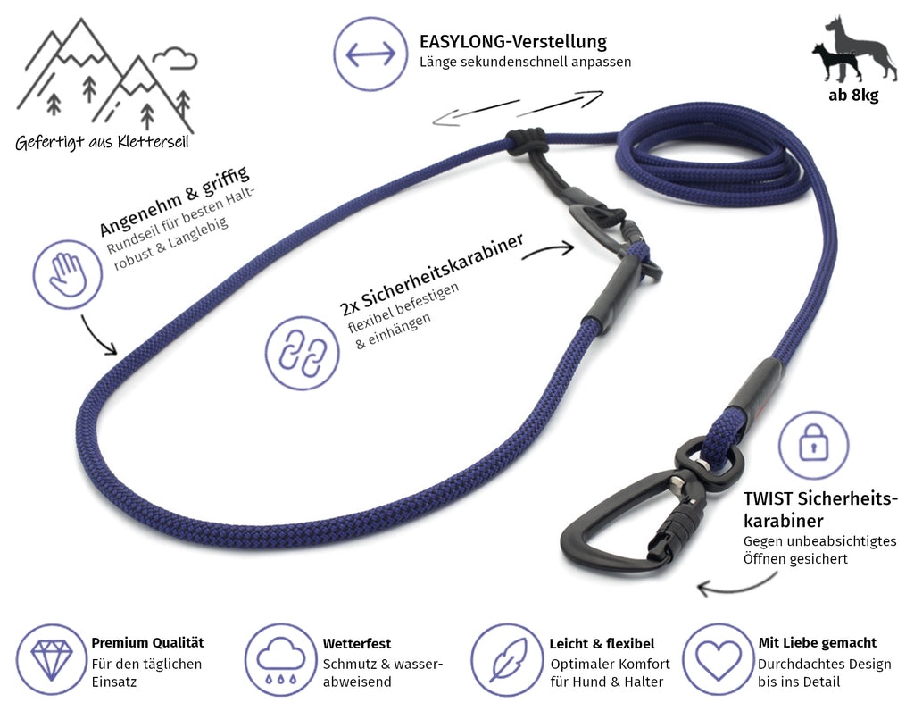 EASYLONG Hundeleine - M - TWIST Karabiner