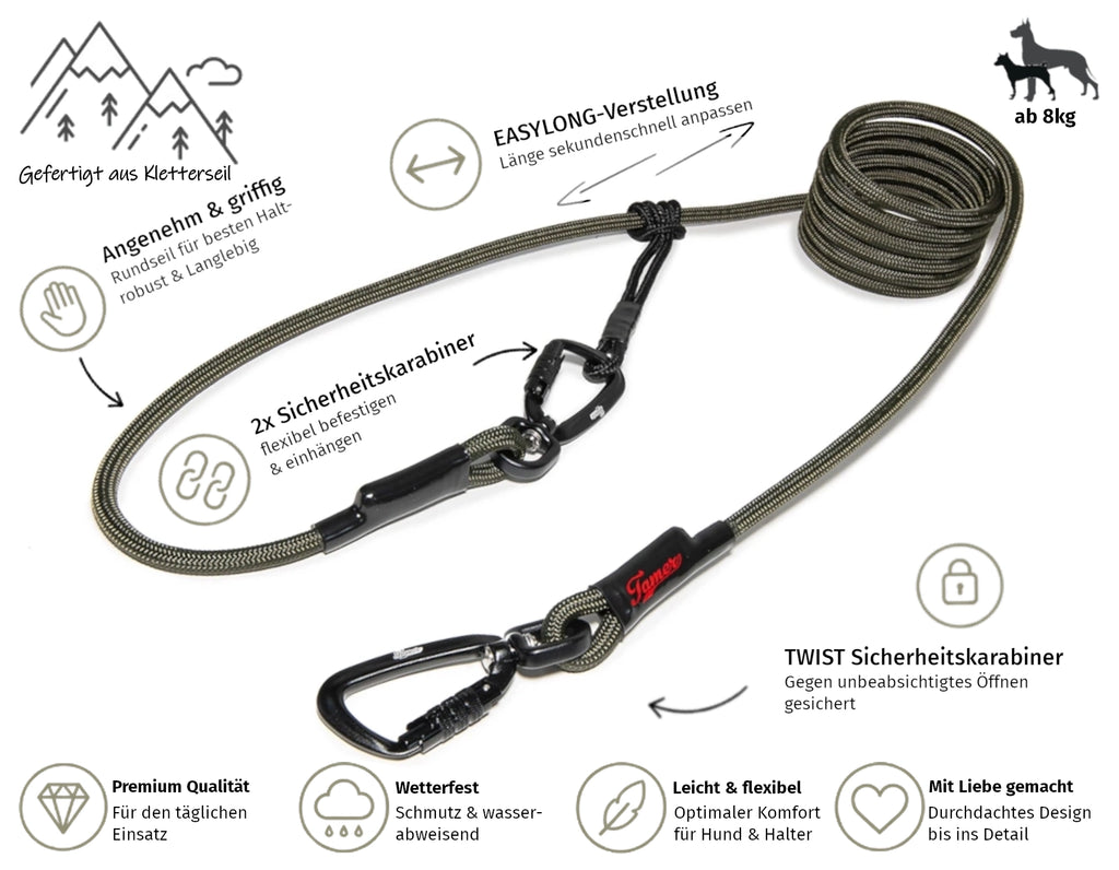 EASYLONG Hundeleine - M - TWIST Karabiner