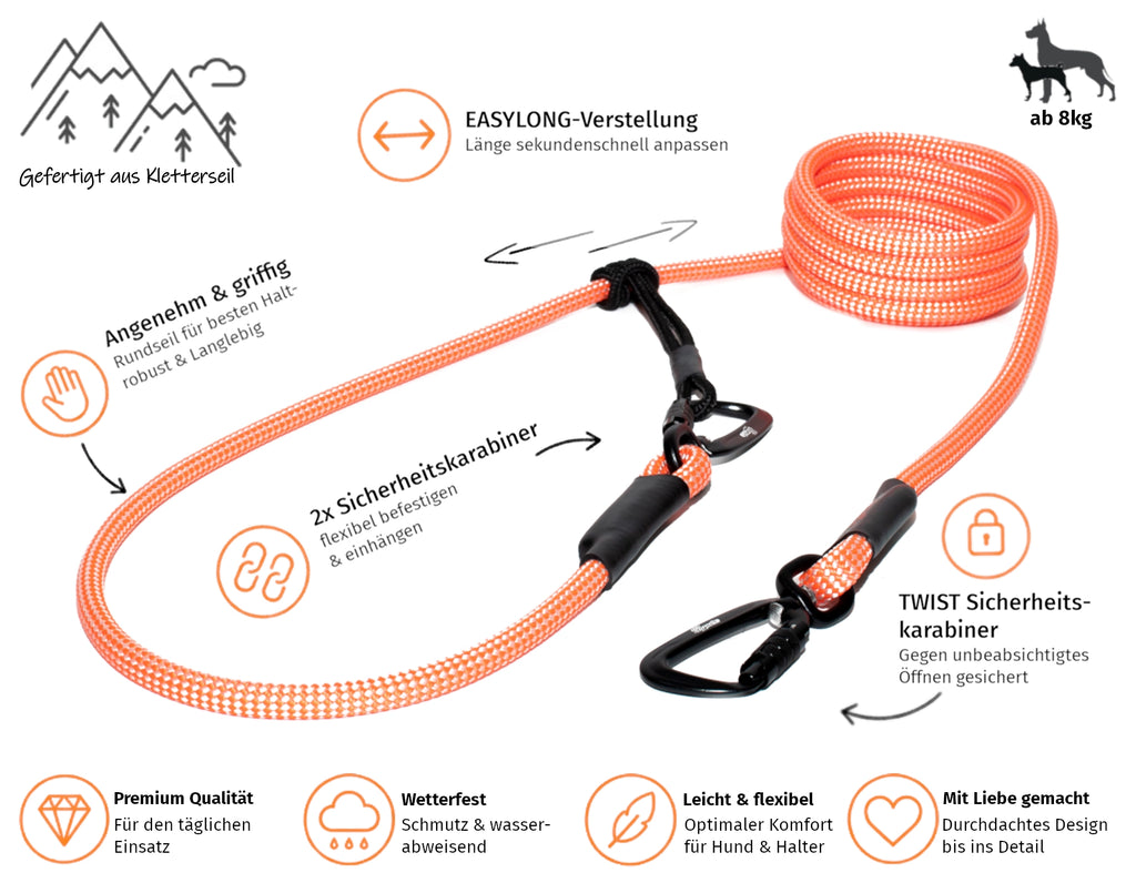 EASYLONG Hundeleine - M - TWIST Karabiner