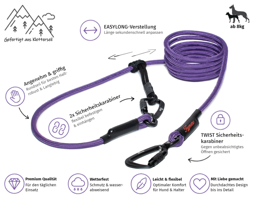 EASYLONG Hundeleine - M - TWIST Karabiner