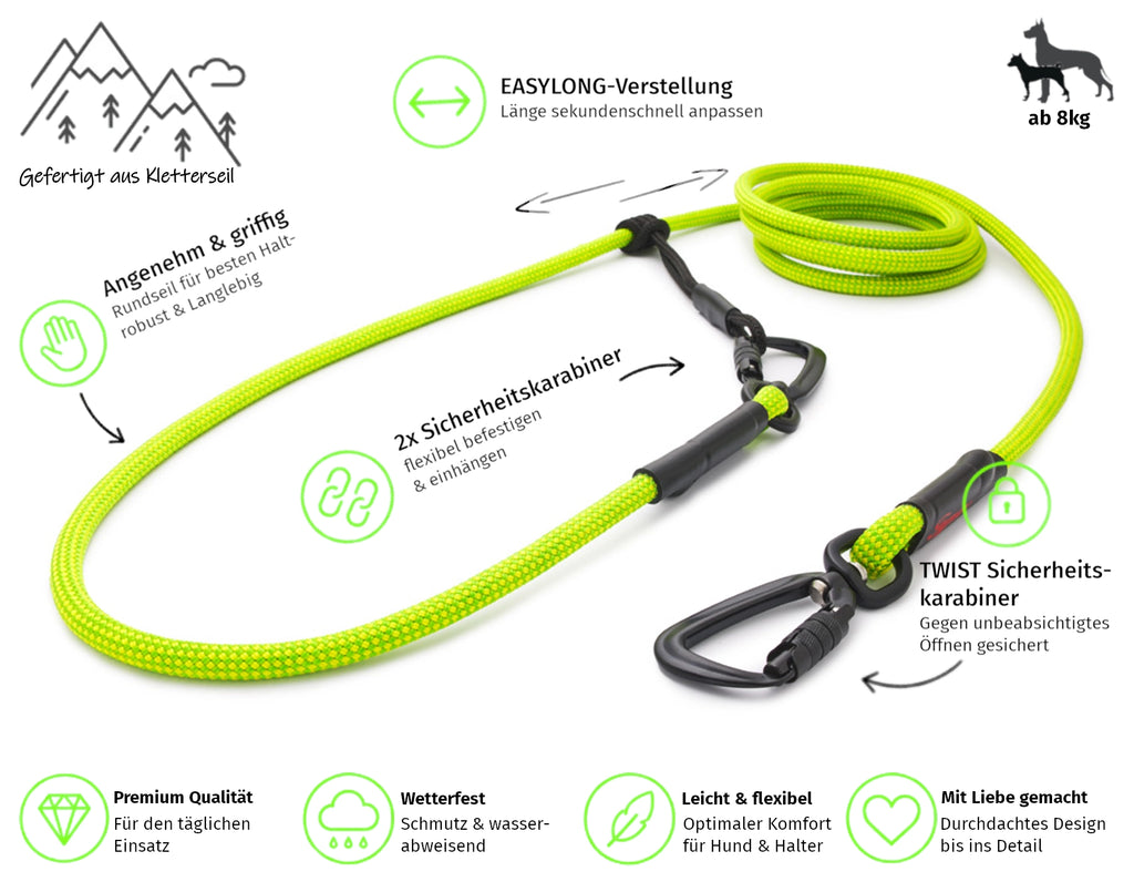 EASYLONG Hundeleine - M - TWIST Karabiner