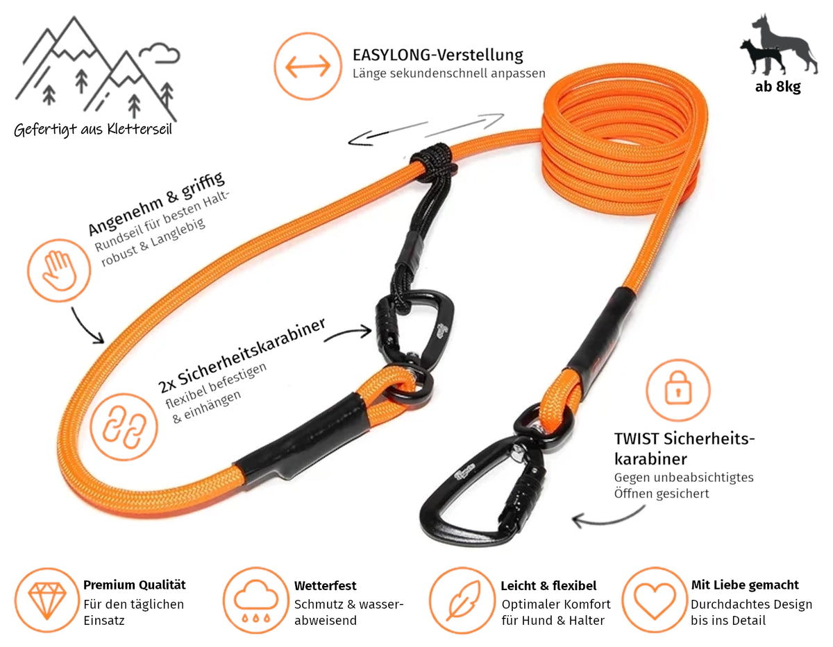 EASYLONG Hundeleine - M - TWIST Karabiner