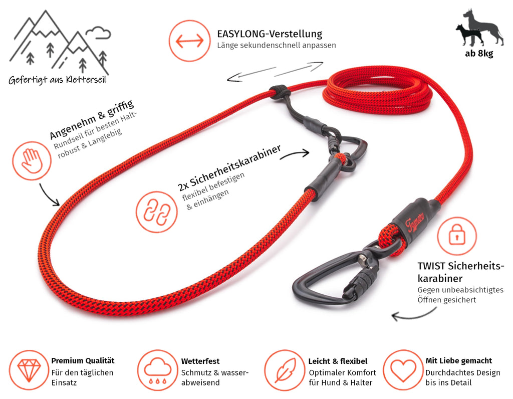 EASYLONG Hundeleine - M - TWIST Karabiner