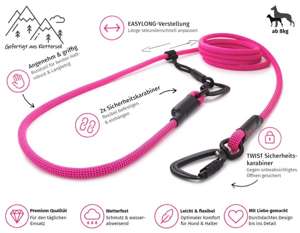 EASYLONG Hundeleine - M - TWIST Karabiner