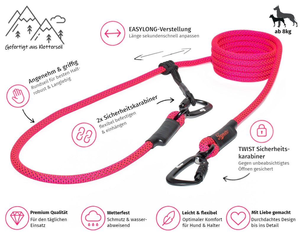 EASYLONG Hundeleine - M - TWIST Karabiner