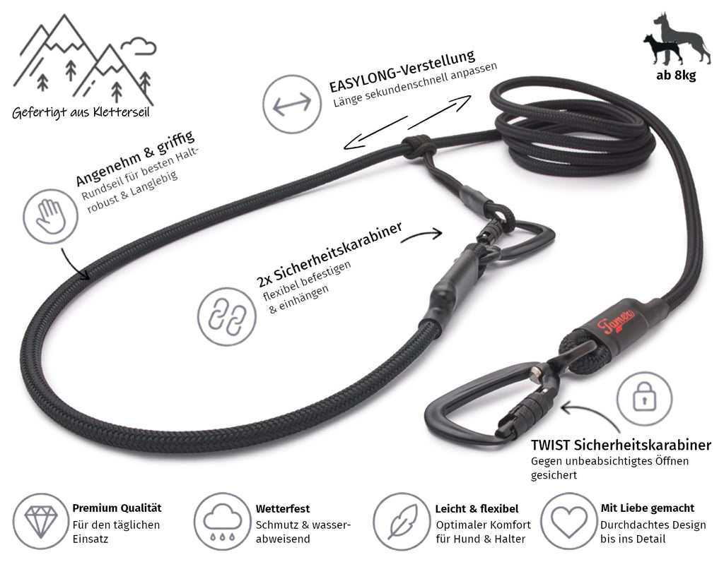 EASYLONG Hundeleine - M - TWIST Karabiner