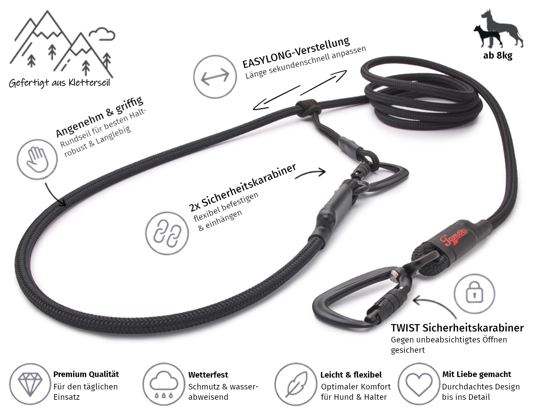 EASYLONG Hundeleine - M - TWIST Karabiner