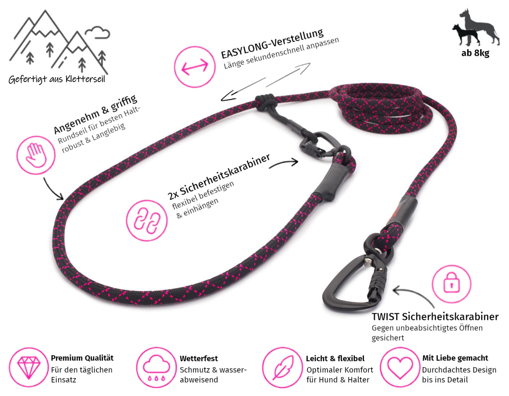EASYLONG Hundeleine - M - TWIST Karabiner