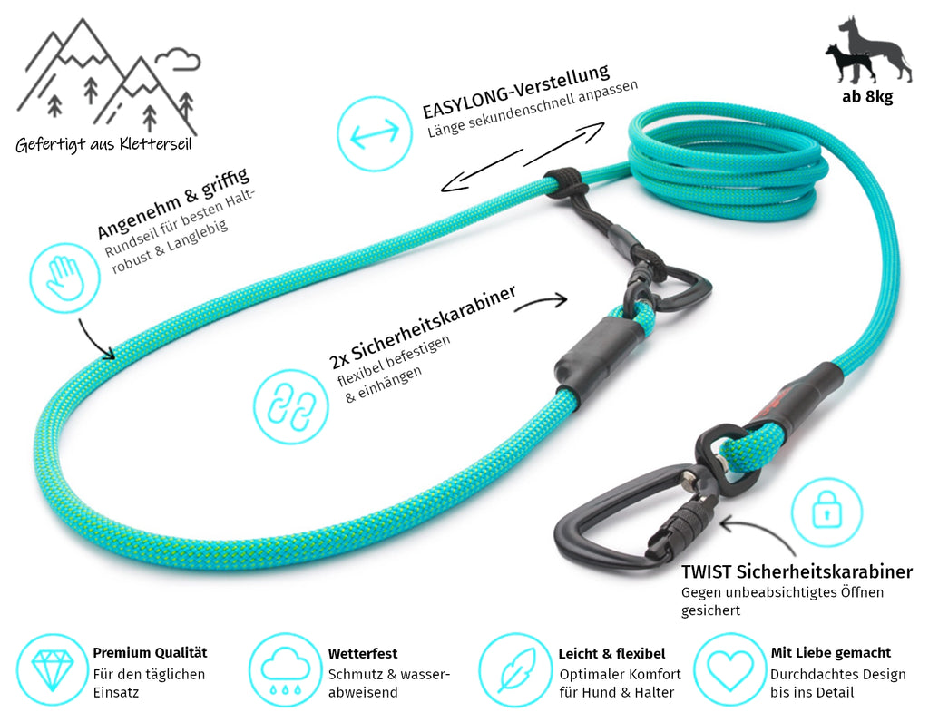 EASYLONG Hundeleine - M - TWIST Karabiner